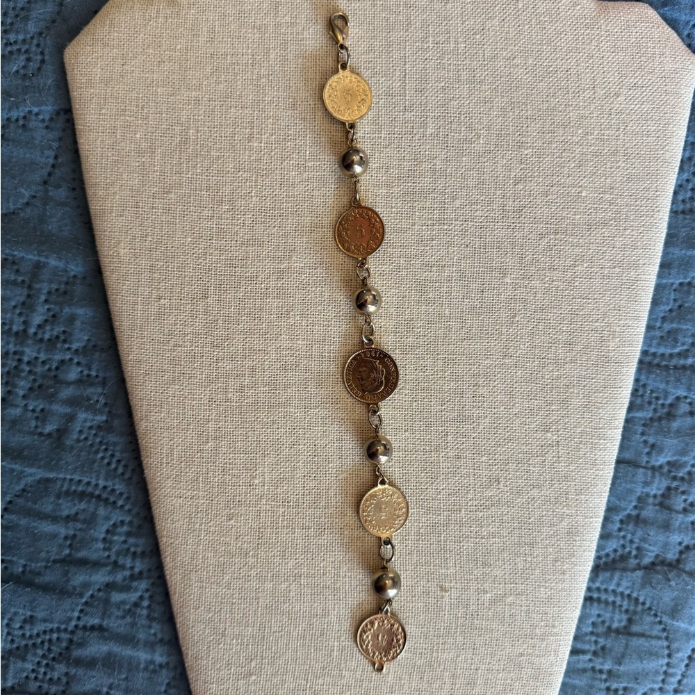 Gold Coin Charm Bracelet